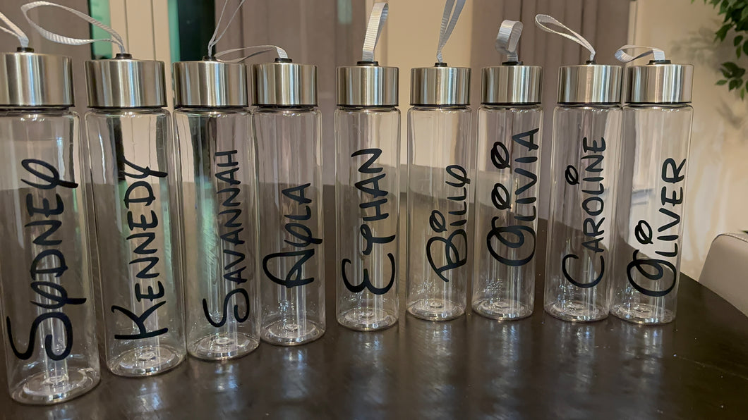 Clear bottles with Name