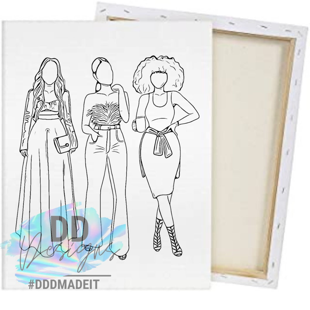 3 Girlfriends Paint Canvas Kit