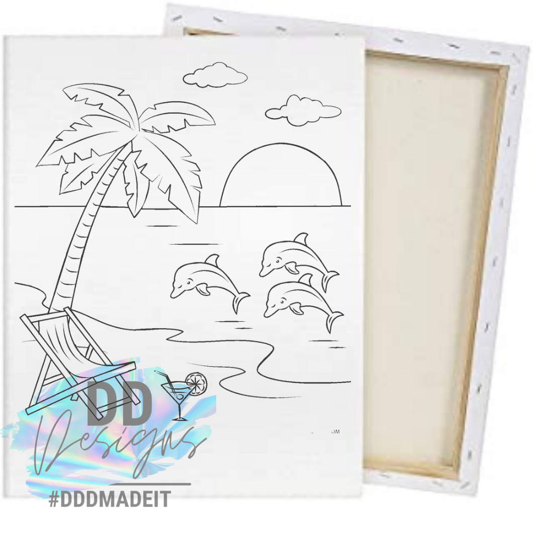 Dolphin Beach Paint Canvas Kit